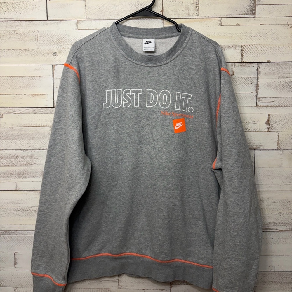 Nike sportswear club fleece mens crewneck gray heather size XL long sleeve sweat